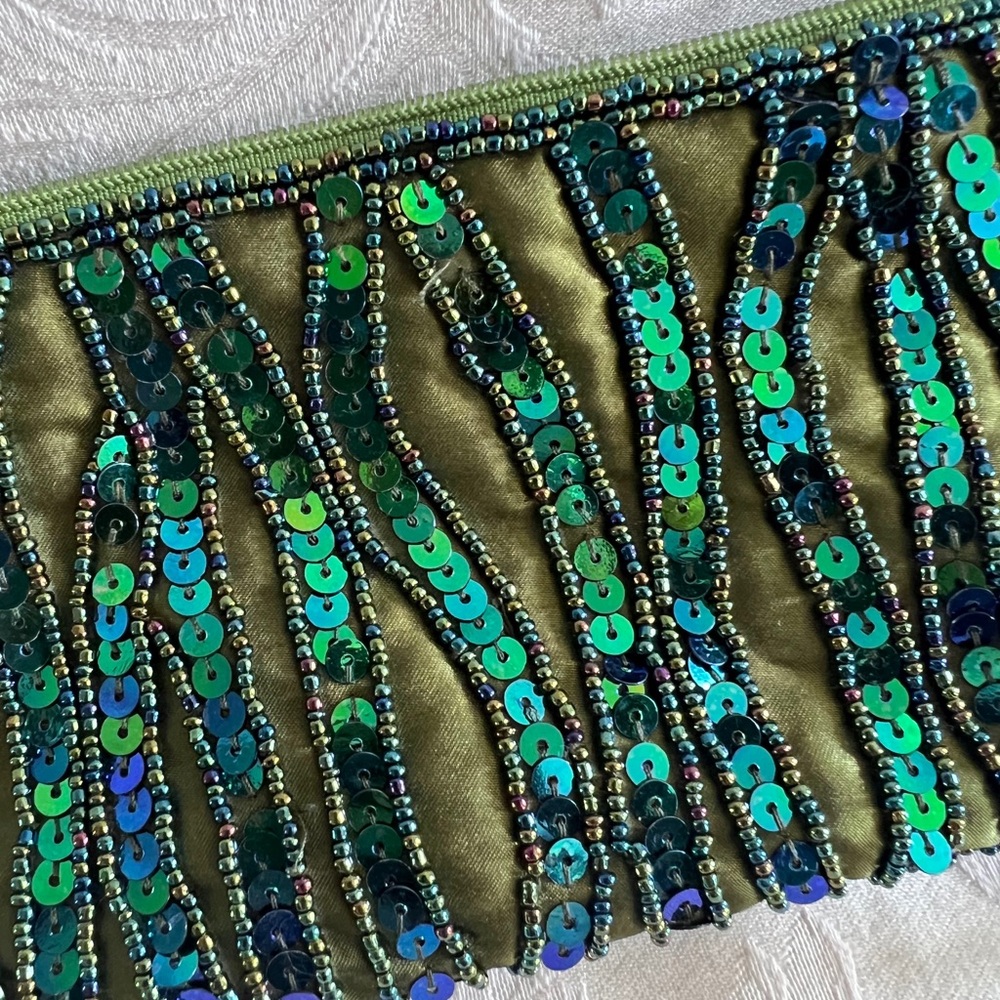 Teal Sequence Evening Clutch Abstract Gold Circle… - image 3